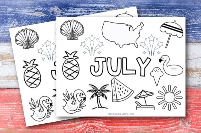 Free printable july coloring page