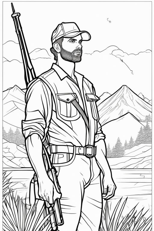 Adult coloring book picture of the wilderness