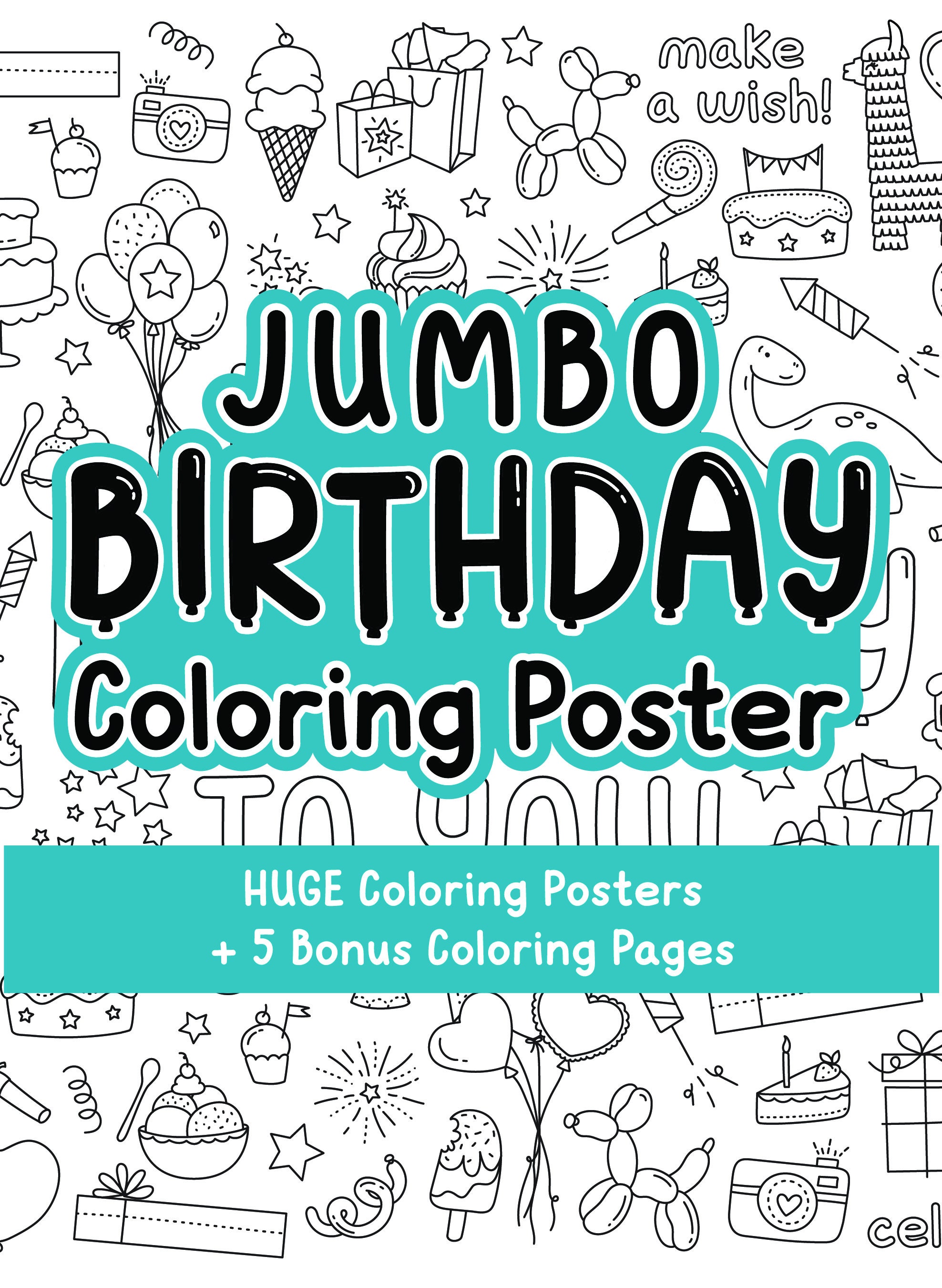 Jumbo birthday coloring poster giant birthday card birthday