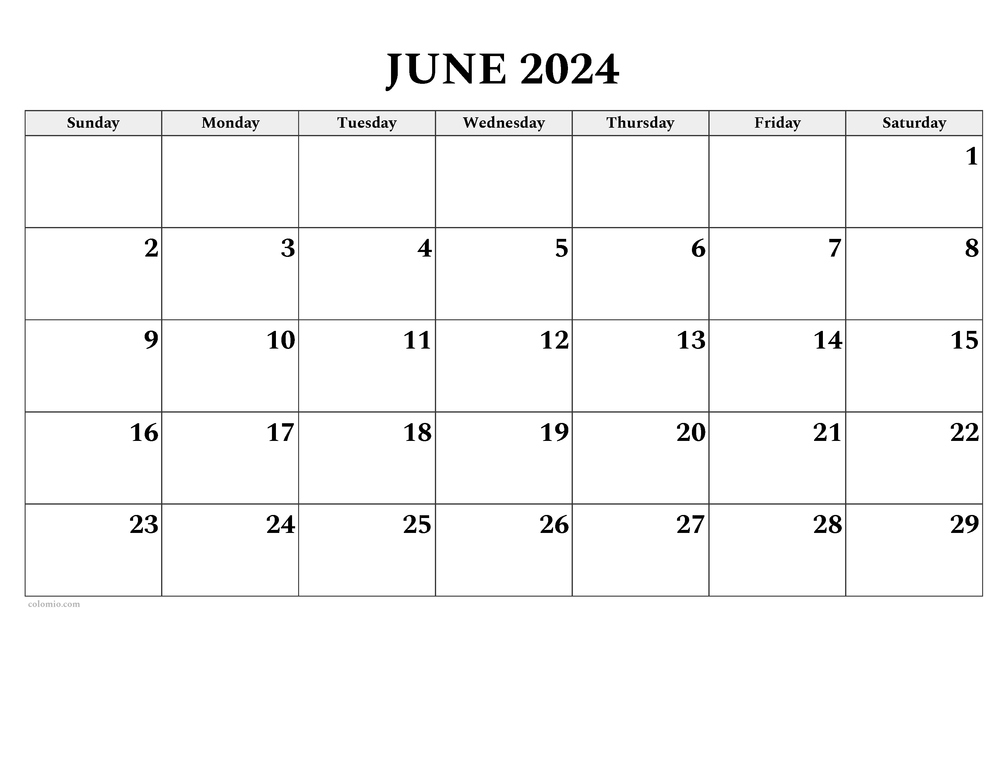 June calendar free printable pdf xls and png