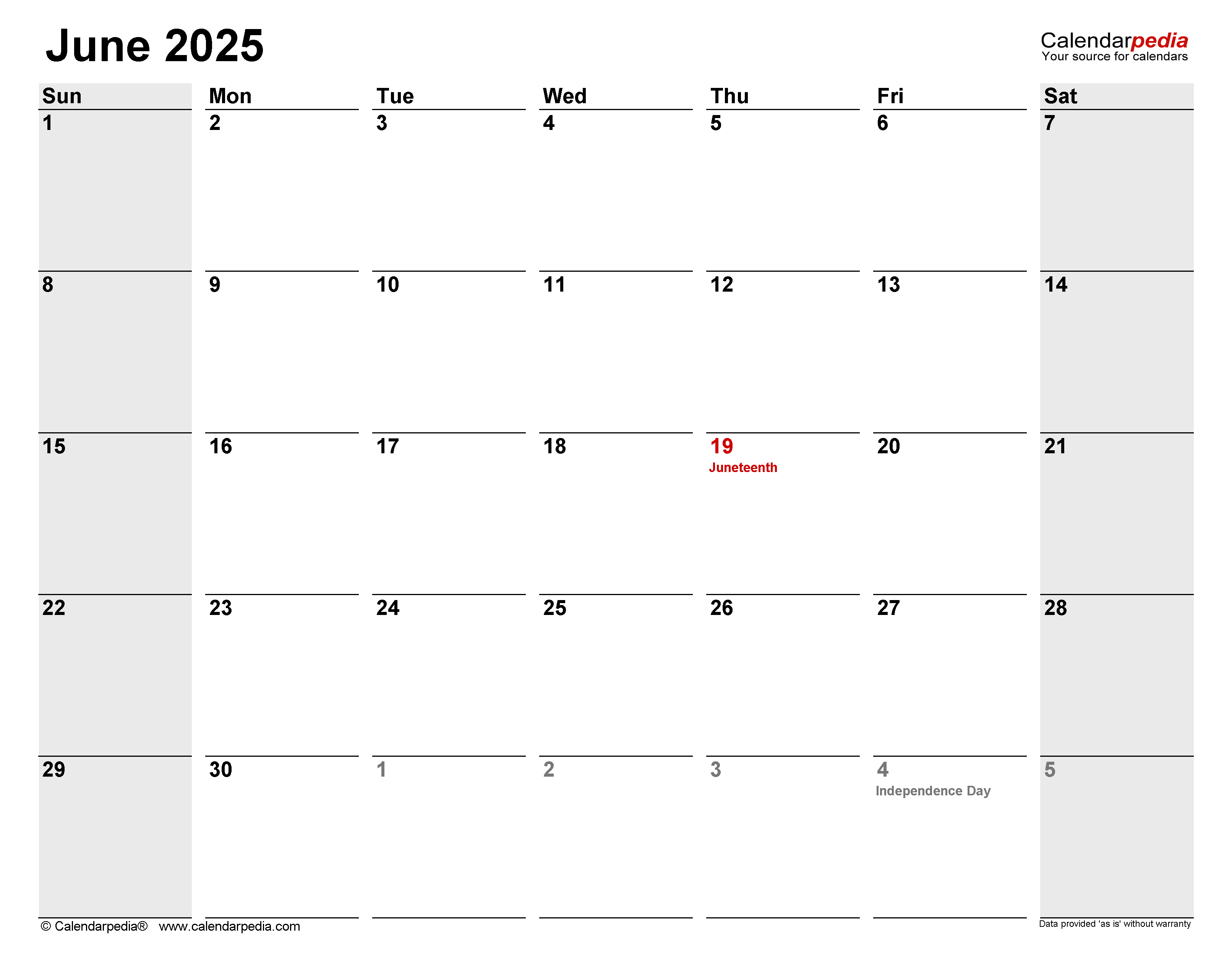 June calendar templates for word excel and pdf