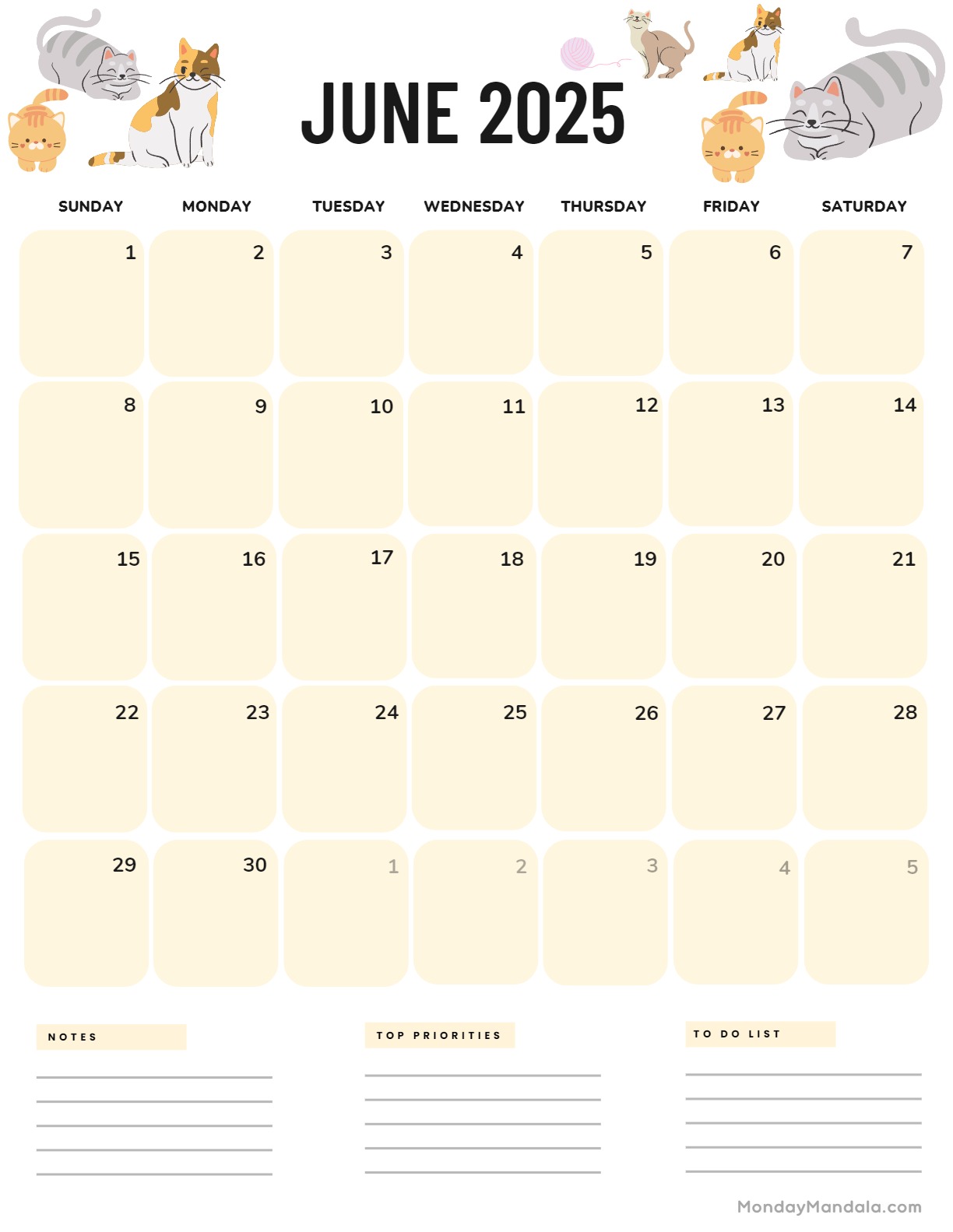 June calendar free pdf printables
