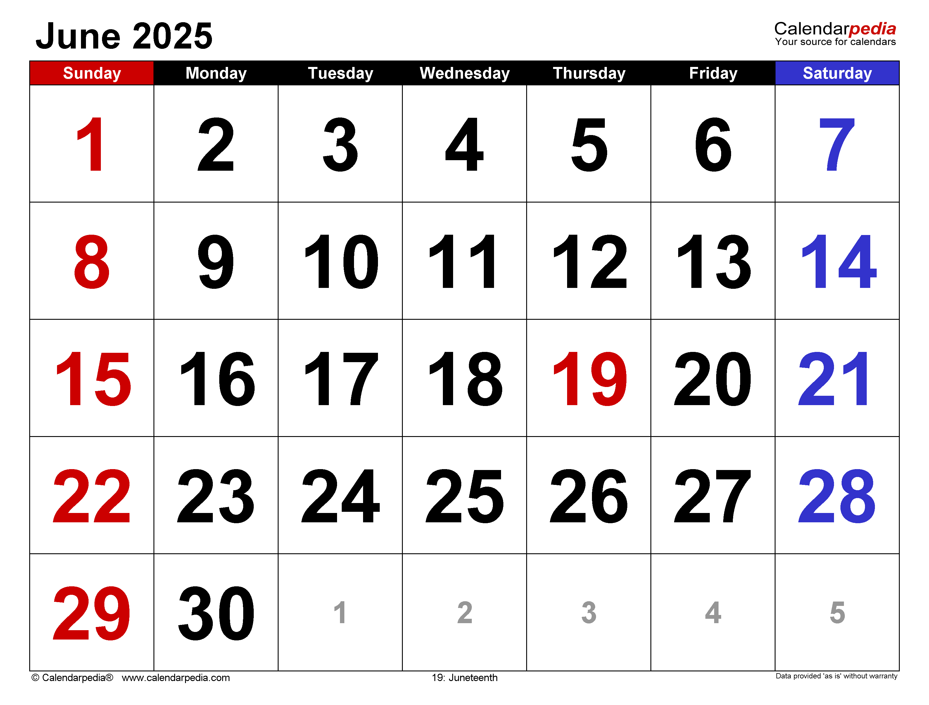 June calendar templates for word excel and pdf