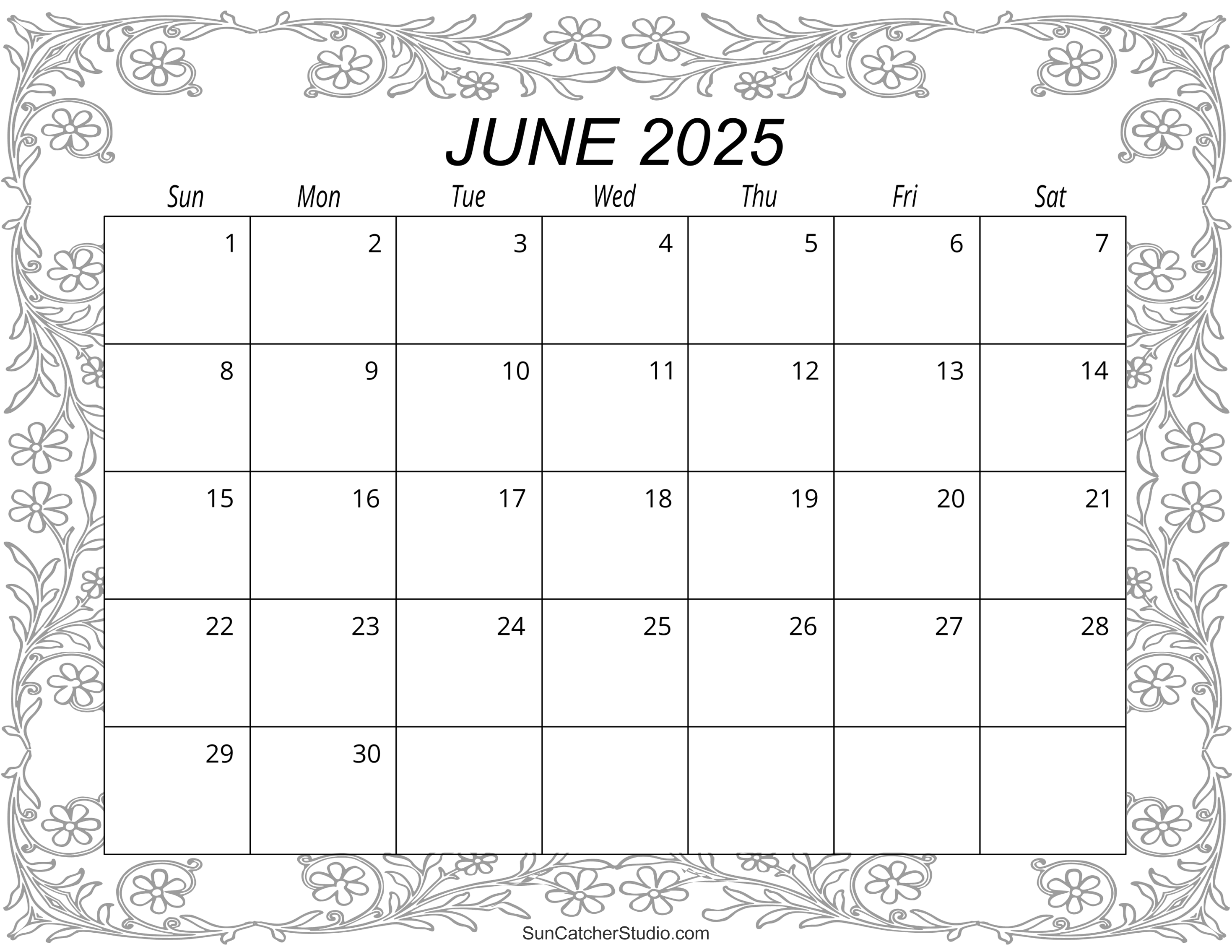 June calendar free printable â diy projects patterns monograms designs templates