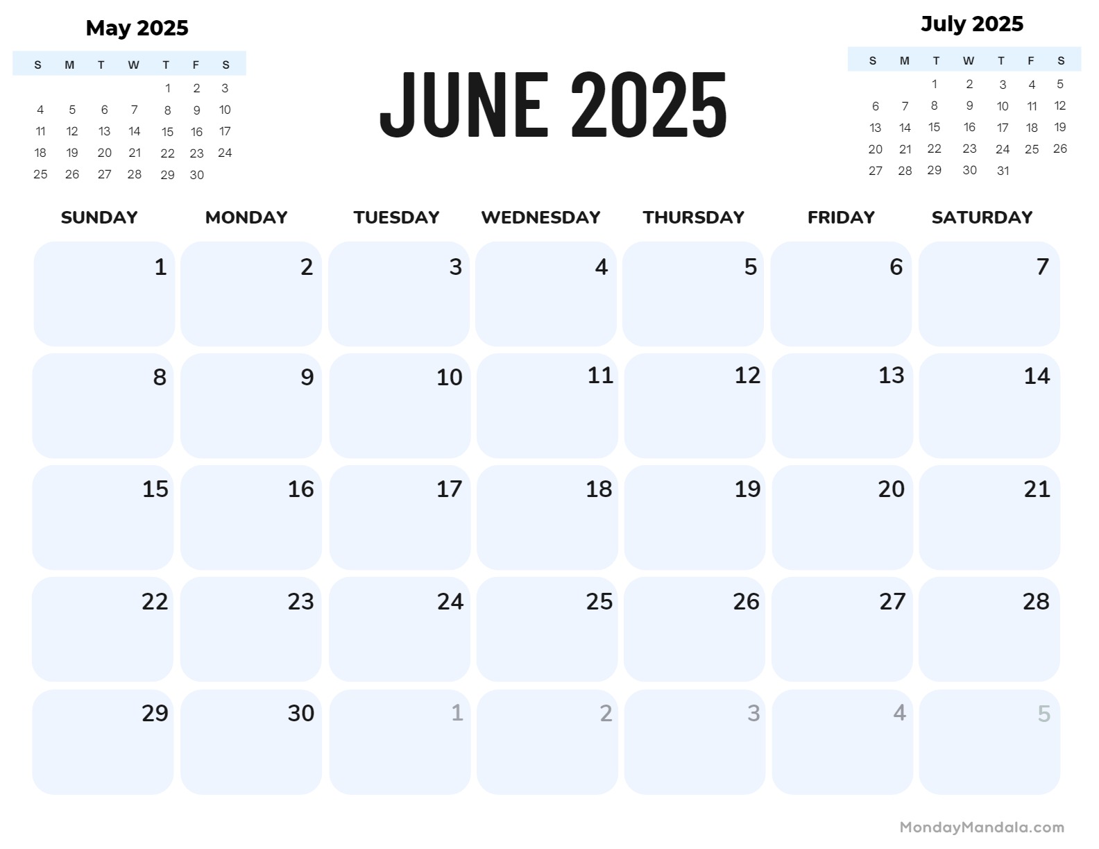 June calendar free pdf printables