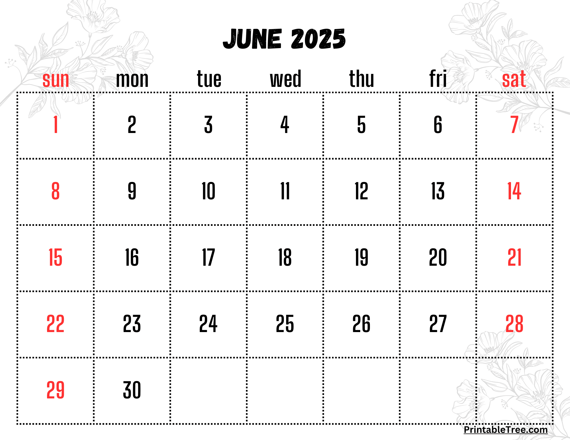 Free june calendar printable pdf template with holidays