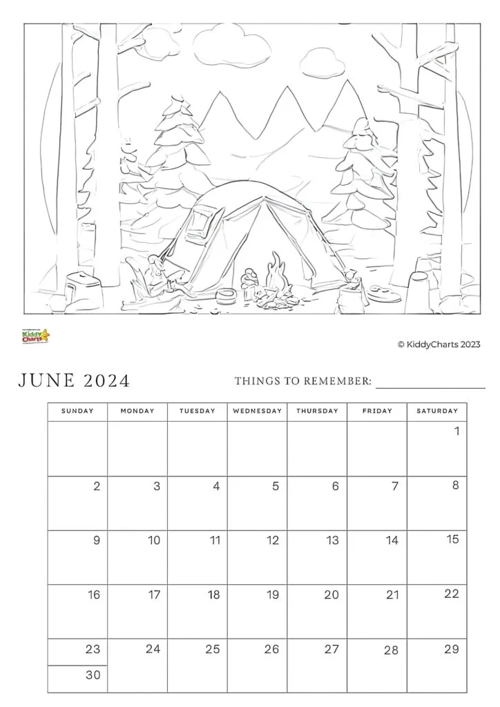 Coloring calendar to print and download today