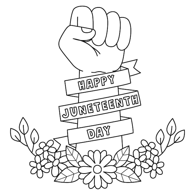 Premium vector happy juneteenth day isolated coloring page