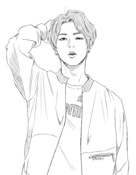 Jim bts drawg colorg pages kpop drawgs bts drawgs drawg sketches