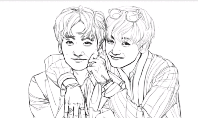 Vkook fanart from bts coloring book armys amino