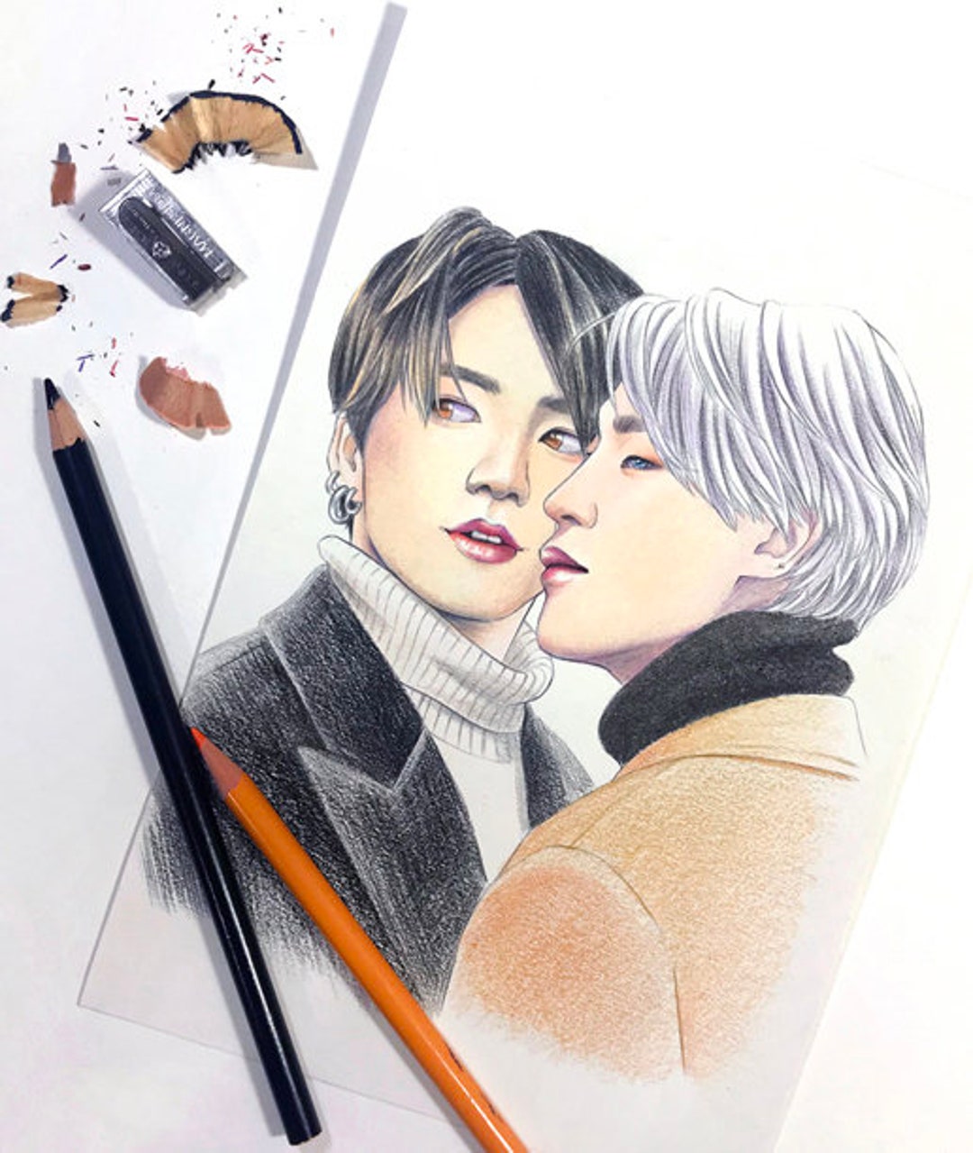 Buy bts coloring pages bts jungkook and jimin jikook realistic drawings on heavy weight paper x inch online in india