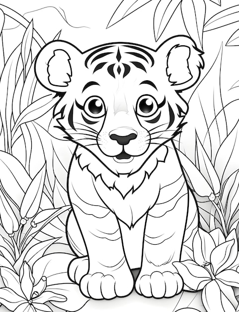 Premium ai image cute jungle animal coloring pages for kids
