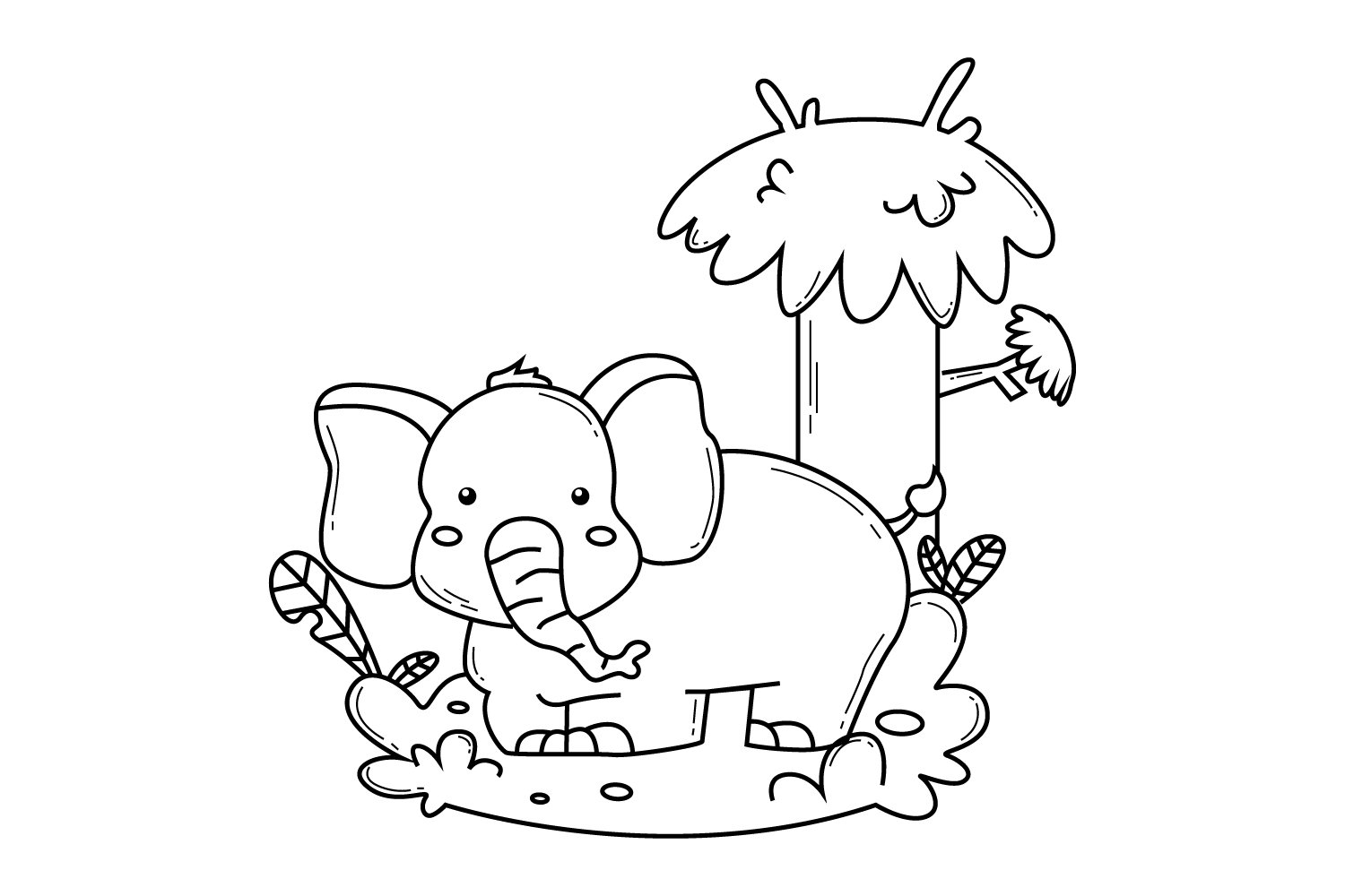 Jungle animal coloring book design cartoon