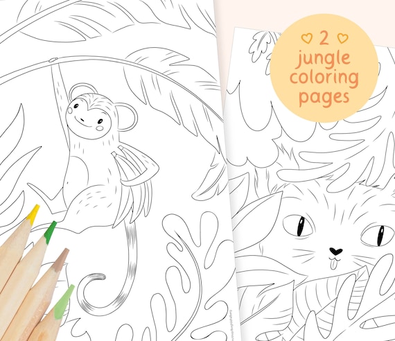 Jungle animals coloring pages set of printable