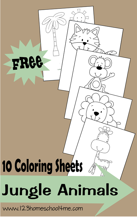 Free jungle animals coloring sheets