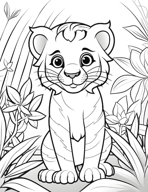 Premium ai image cute jungle animal coloring pages for kids