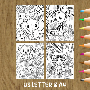 Jungle safari animals coloring pages printable activity by prawny