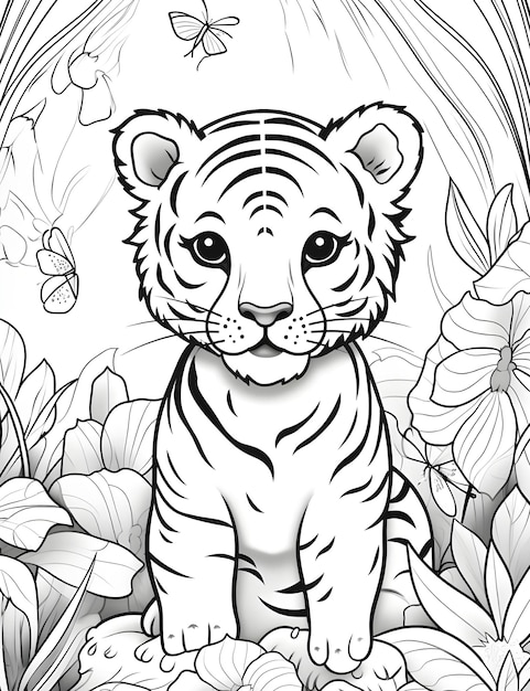Premium ai image cute jungle animal coloring pages for kids