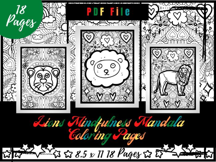 Lions mindfulness mandala coloring pages jungle animals coloring printable pdf teaching resources