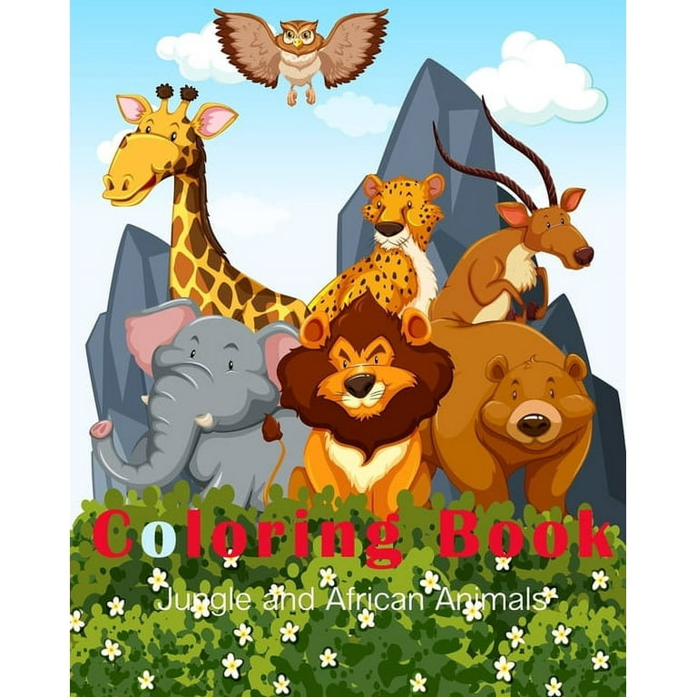 Jungle and african animals coloring book a fun hand drawn coloring book for kids and beautiful forest designs for children