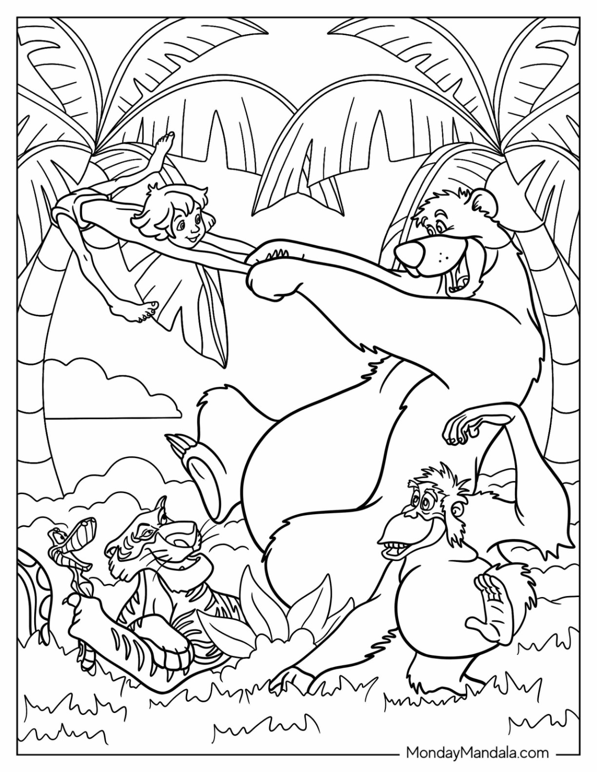 Jungle book coloring pages free pdf printable