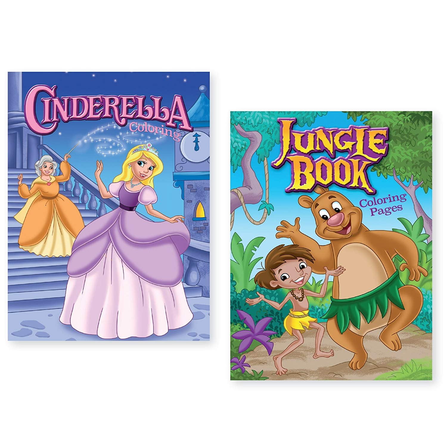 Bundle of cinderella and jungle book coloring books