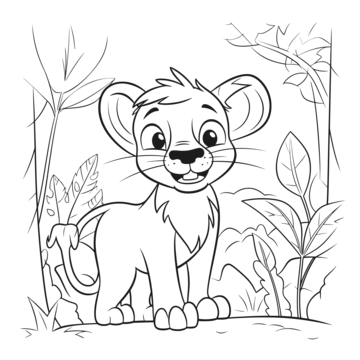Lion in a jungle coloring page outline sketch drawing vector lion drawing wing drawing jungle drawing png and vector with transparent background for free download