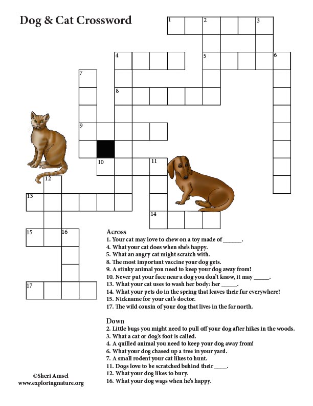 Dog and cat crossword puzzle