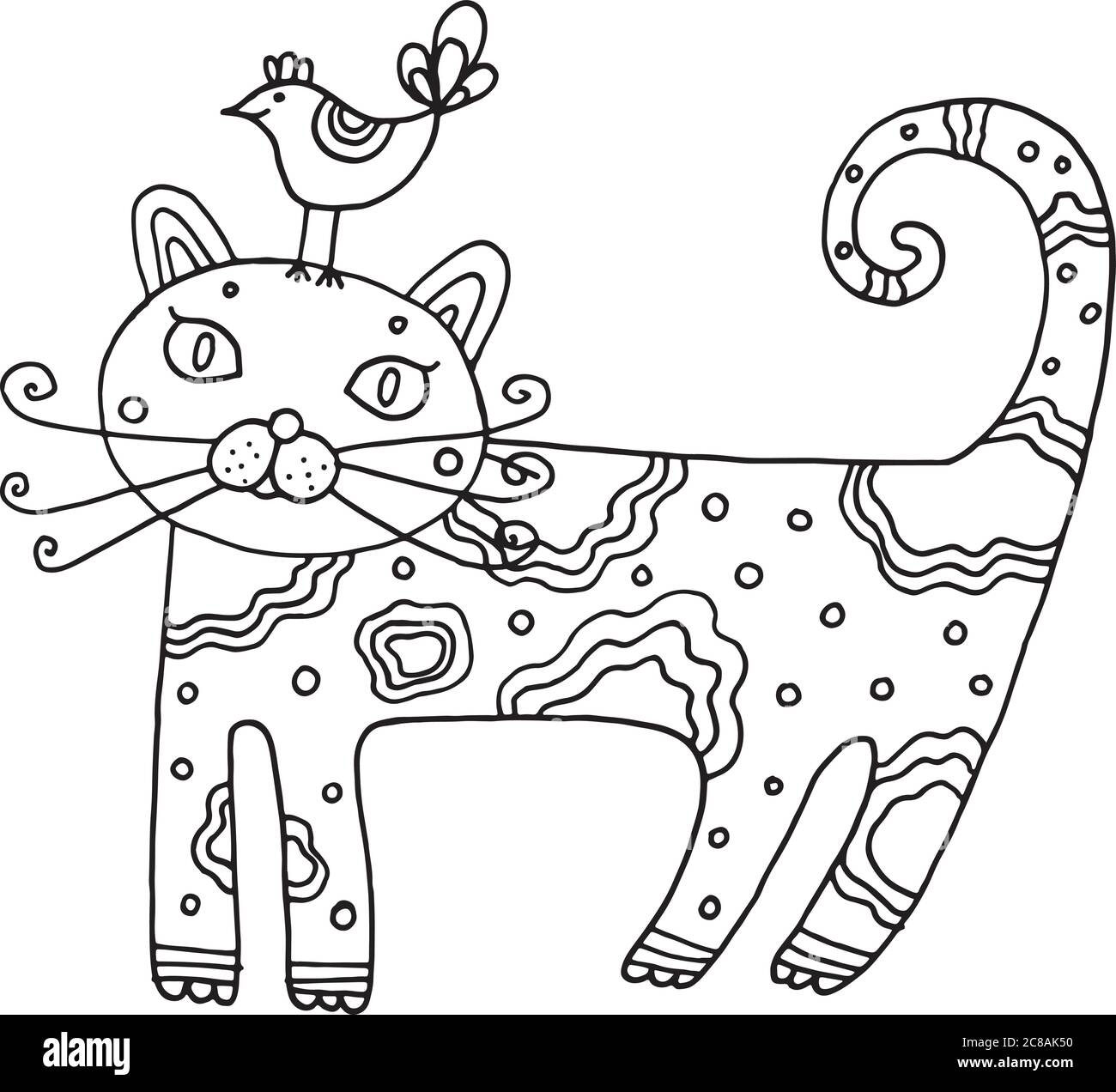 Cat outline coloring page vector cut out stock images pictures