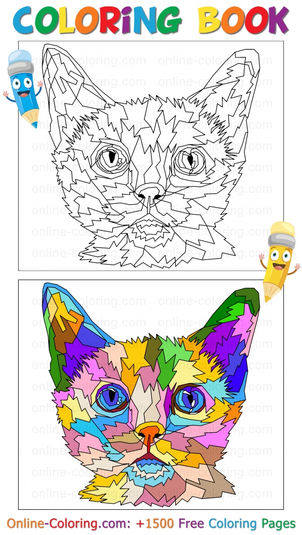 Colorful cat pop art free online coloring page