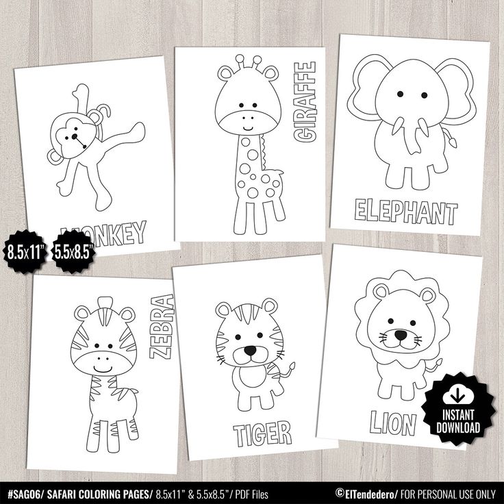 Printable safari coloring pages kids party games jungle