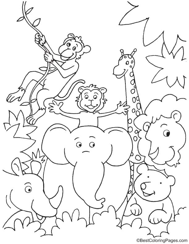 Fun in jungle coloring page download free fun in jungle coloring page for kids best coloring pages