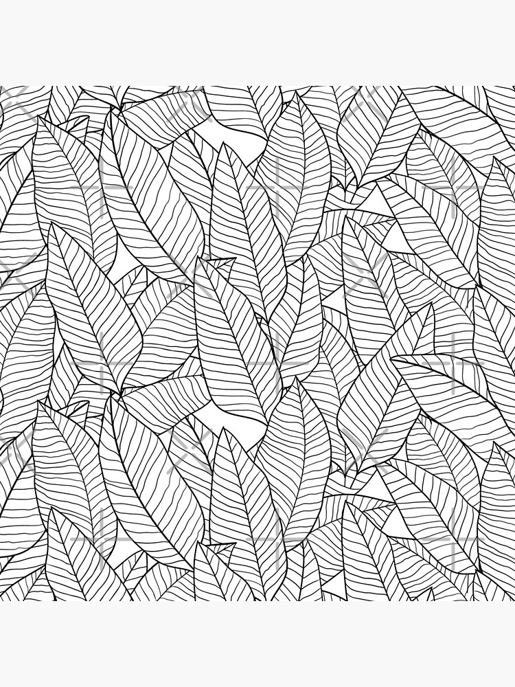 Tropical leaves coloring book seamless pattern art board print for sale by hbartss