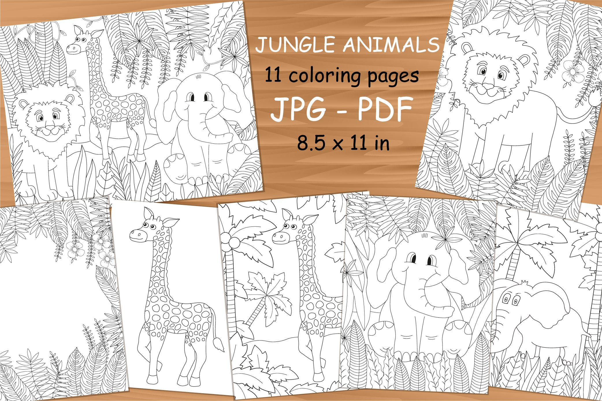 Jungle animal coloring pages pdf