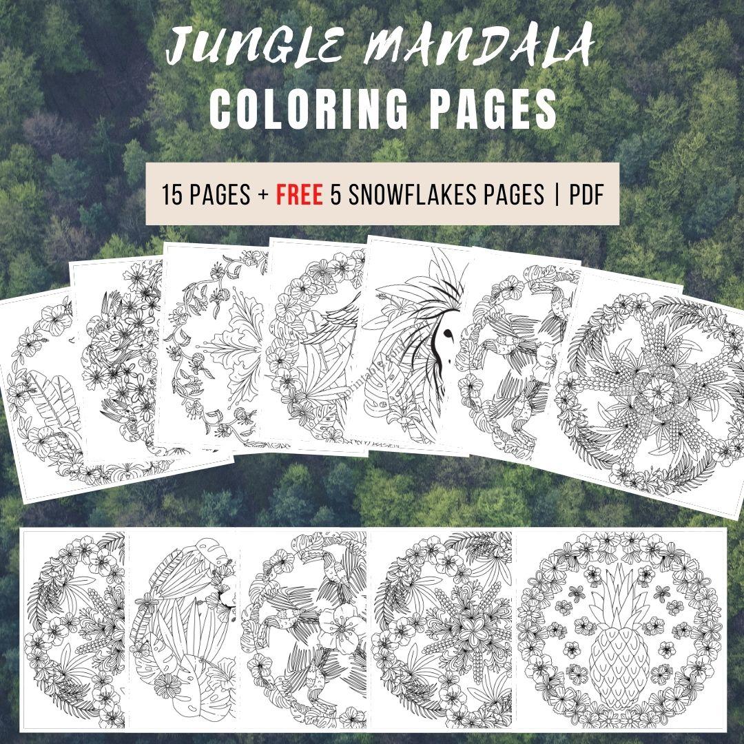 Jungle mandala coloring pages