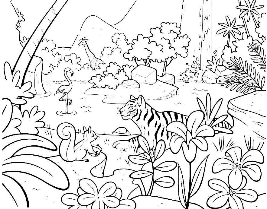 Jungle coloring pages printable for free download