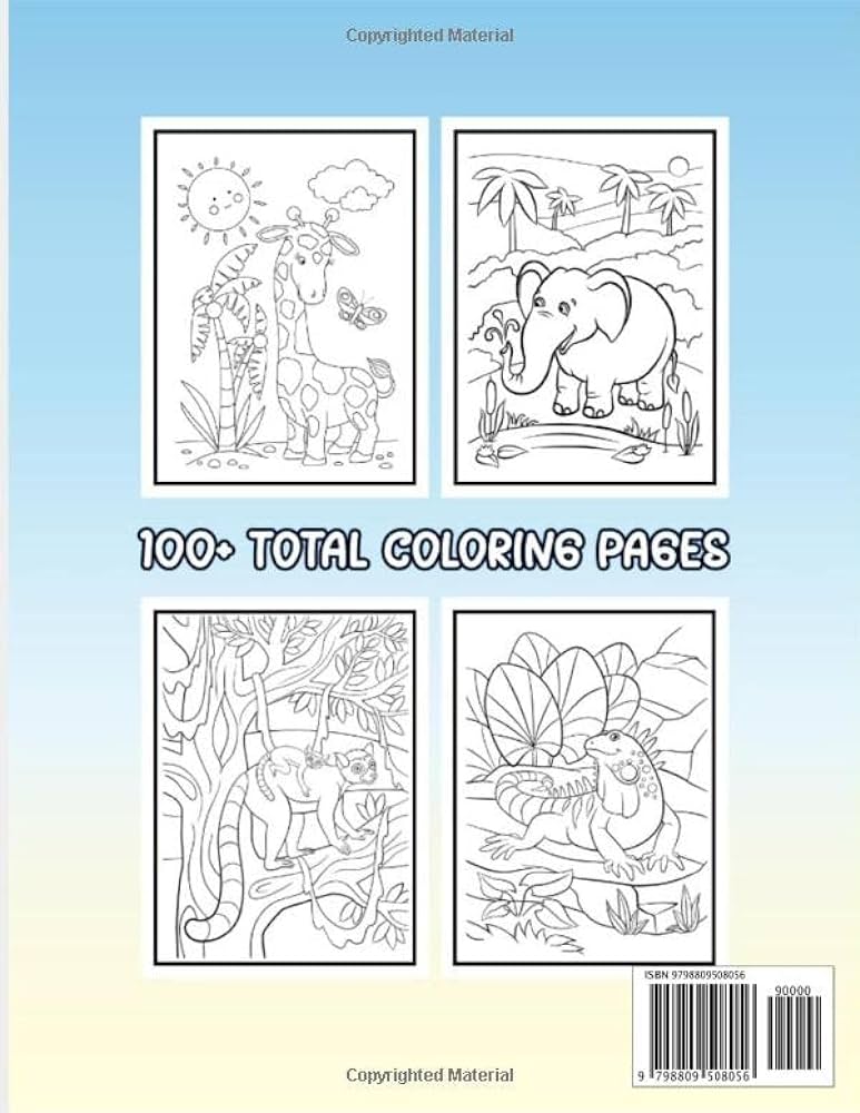 Jungle animals coloring book for kids a big collections of jungle animal rain forest coloring book for kids easy zoo animals coloring books for kids and boys by series amazing book