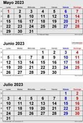 Calendario junio en word excel y pdf