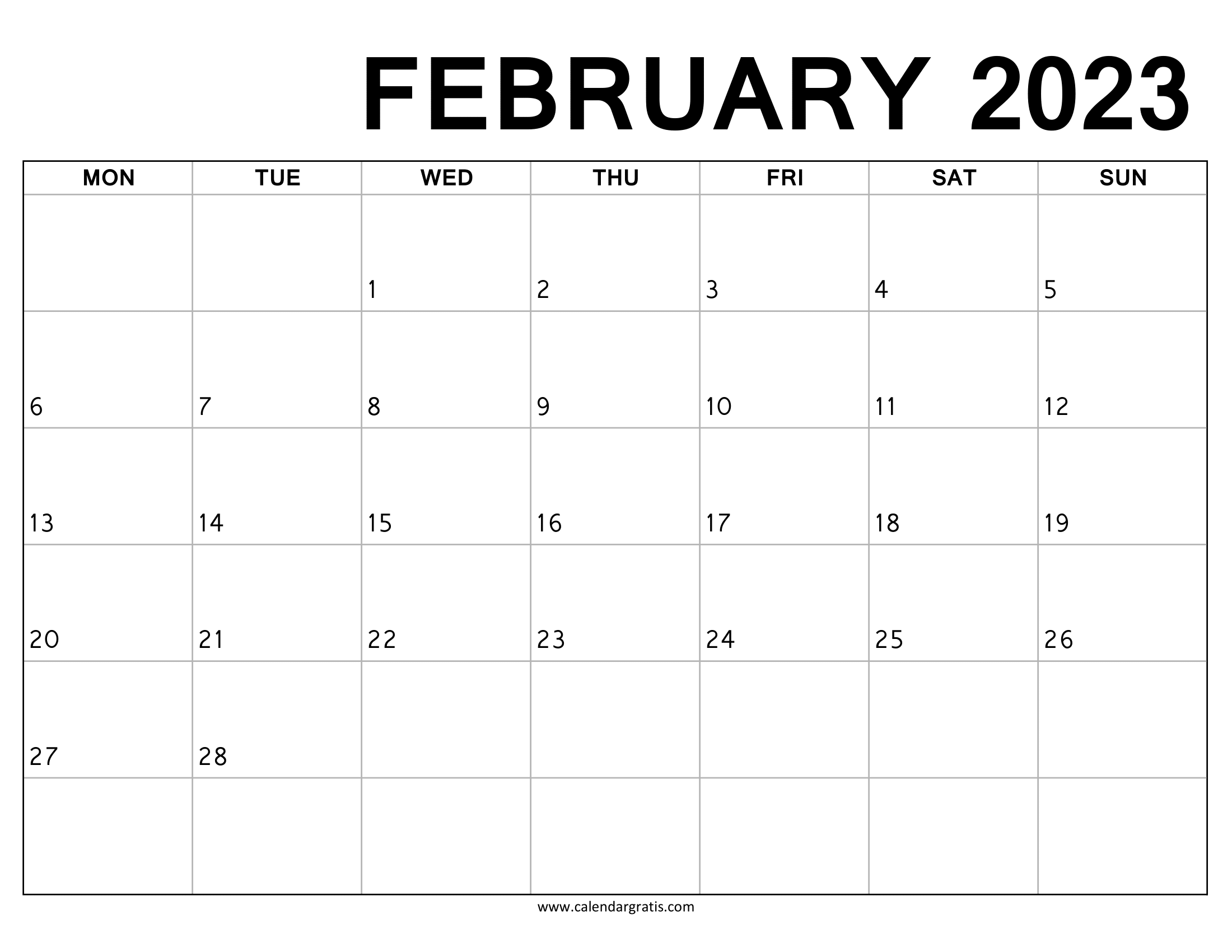 Free printable calendar template excel word pdf