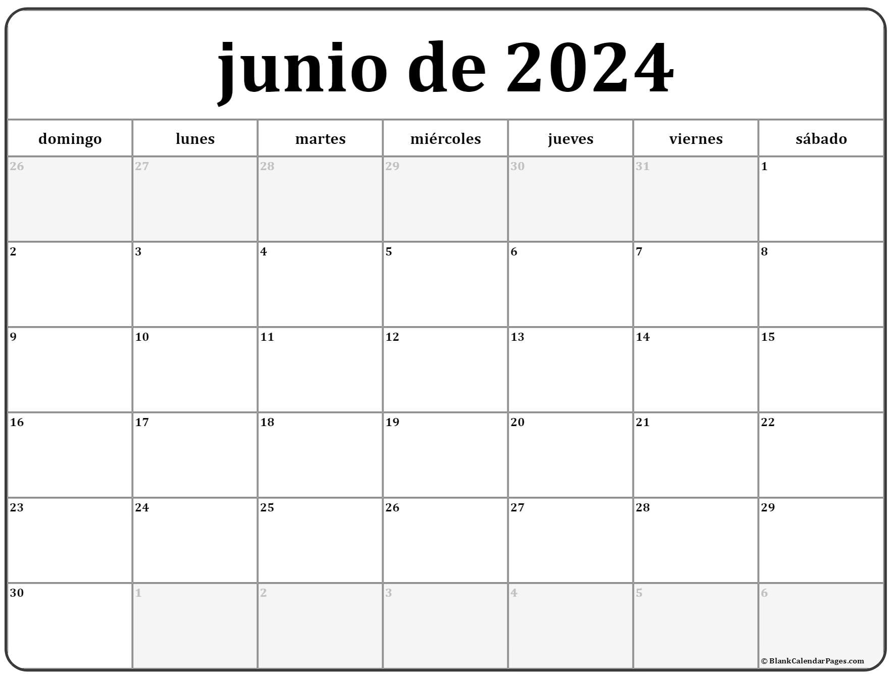 Junio de calendario gratis calendario junio