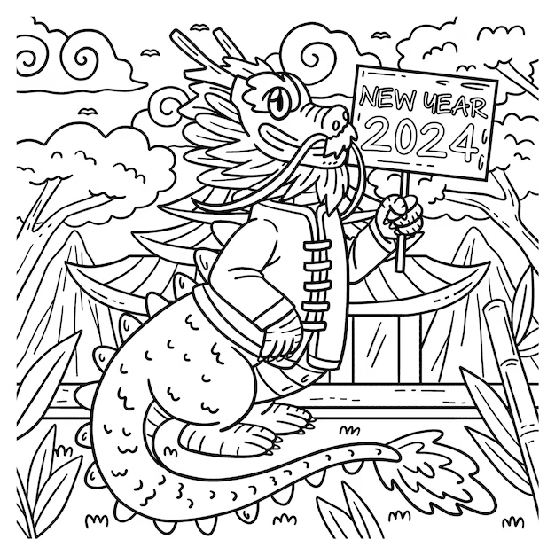 Happy new year coloring pages by coloringpageswk on
