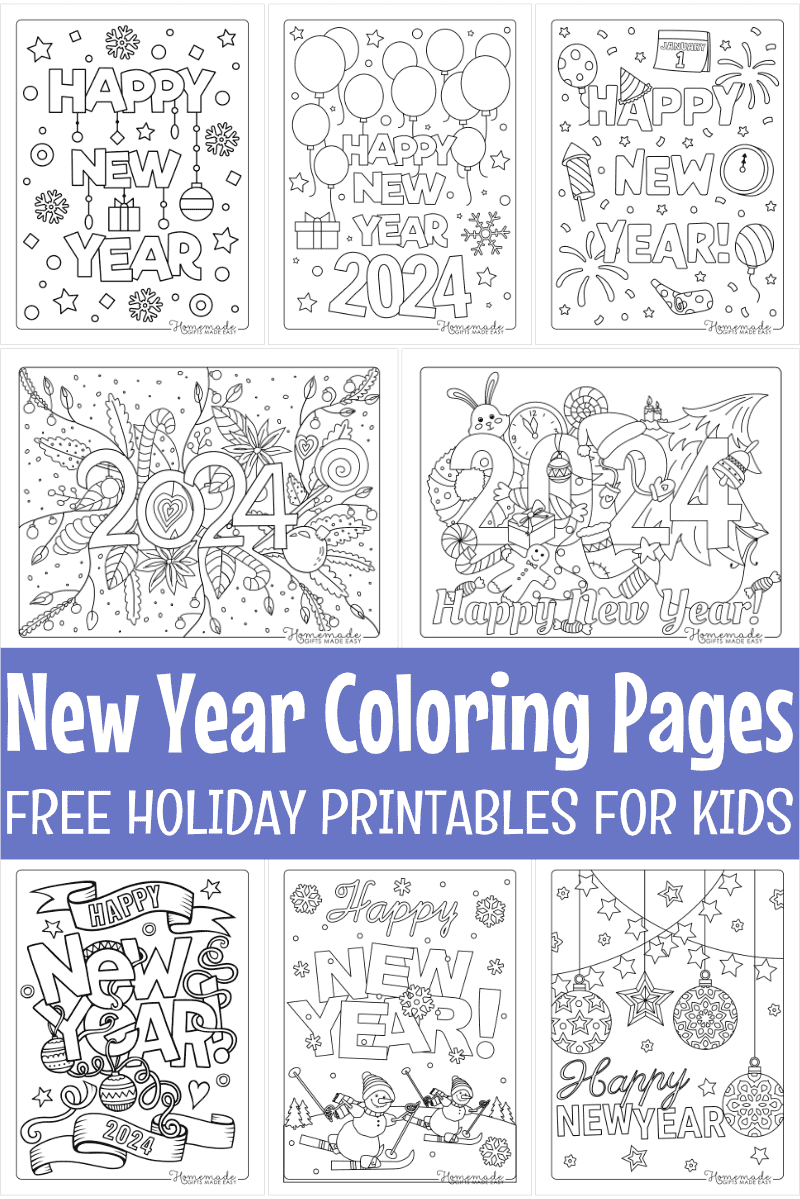 Free printable new year coloring pages for
