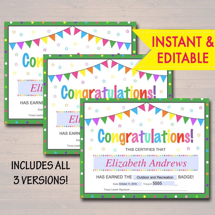 Certificates badge patch and award certificate templates brownie junior troop leader scout printables daisy editable certificates awards certificates template troop leader