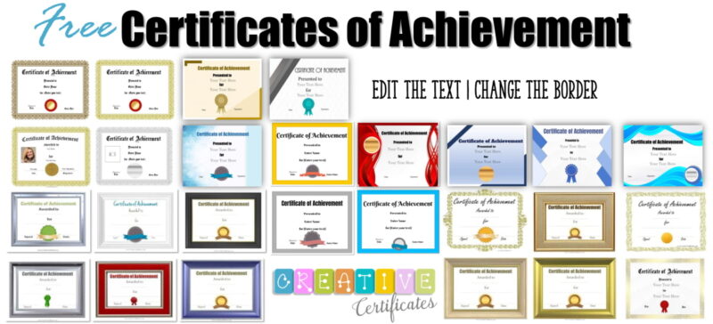 Free customizable certificate of achievement editable printable