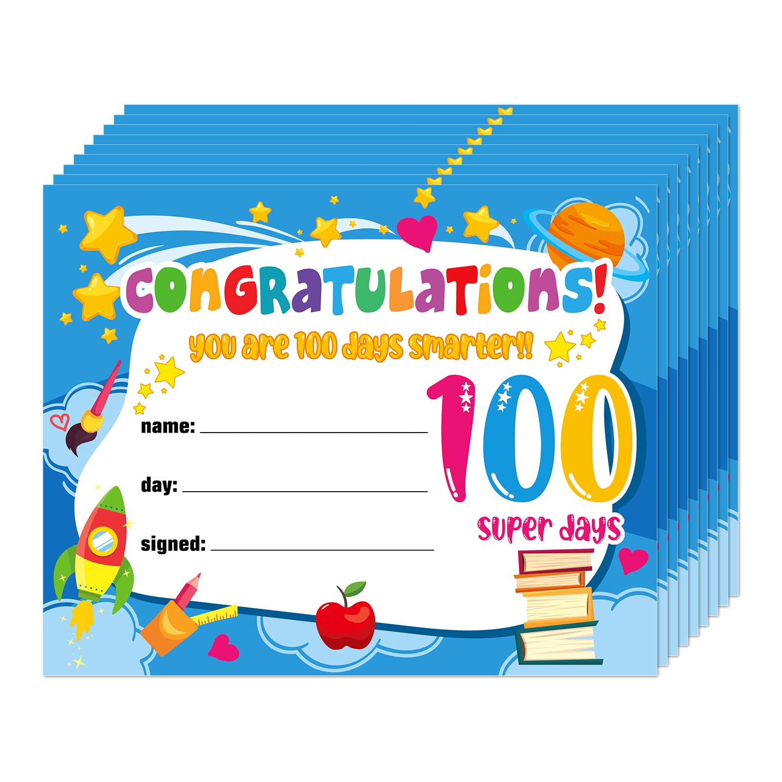 Facraft pcs th day of school award certificates for kids days smarter certificate th day recognition award certificates gifts for kids students teacher kindergarten school classroom party office products