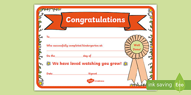 Kindergarten graduation editable certificate teacher made