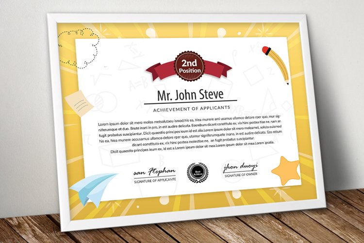 Kids school certificate template
