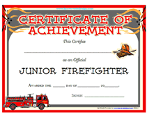 Free printable junior firefighter award certificate