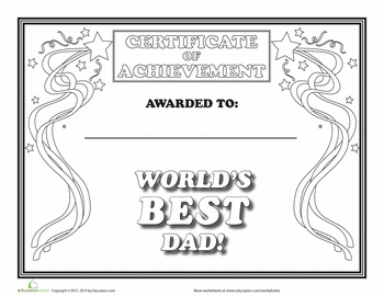 Fathers day certificate worksheet education fathers day diy fathers day education
