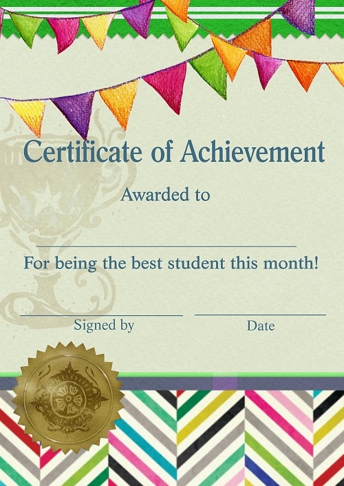 Certificate of achievement for being the best student this month template free printable papercraft templates